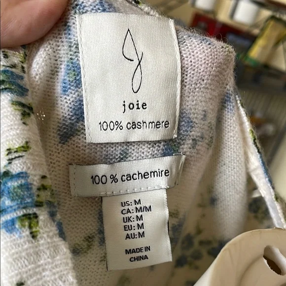 Joie Floral Cashmere Cardigan Sweater Size M - Picture 5 of 7